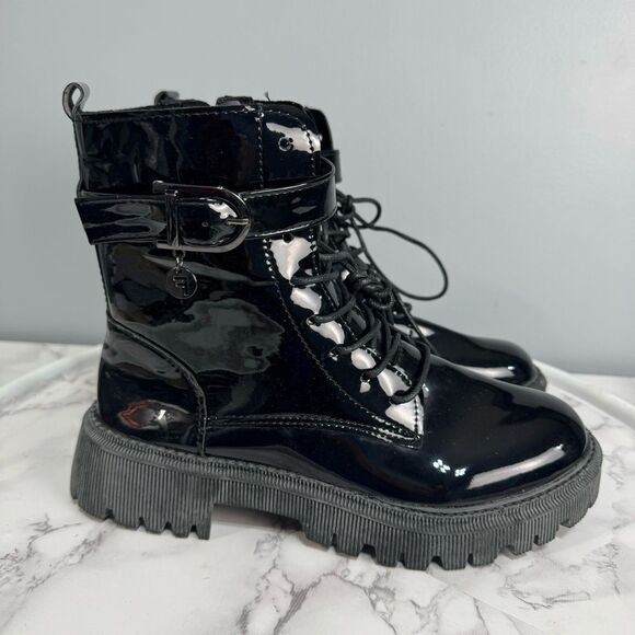 Lily Women’s Glossy Combat Boots sz 7 (Japan 250) NEW #K154 - Picture 2 of 8